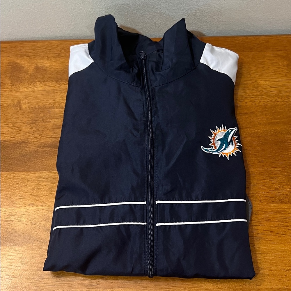 Dunbrooke Navy Windbreaker Miami Dolphins jacket Size XL